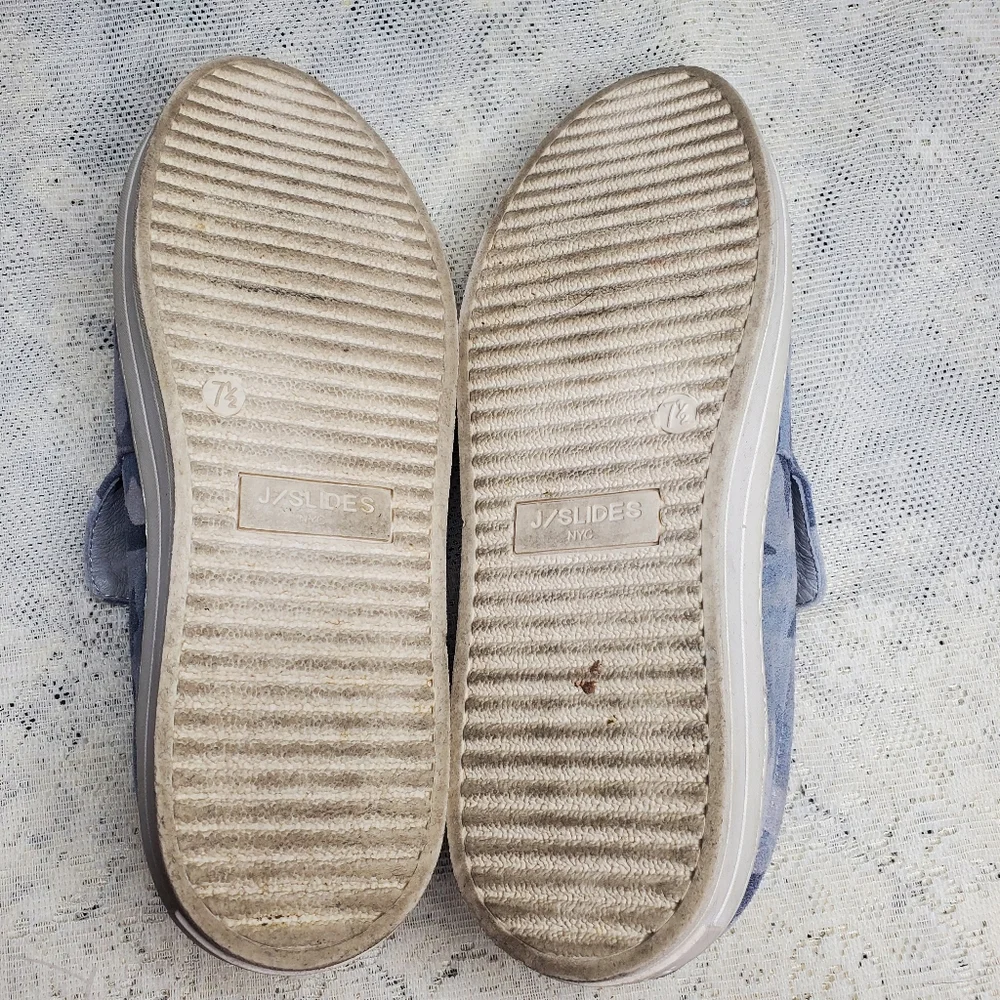 J/slides‎ Harry blue Camo suede platform slip on sneaker size 7.5 Y2k Comfort
